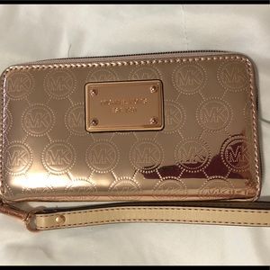 Michael Kors Rose Gold Metallic Wristlet